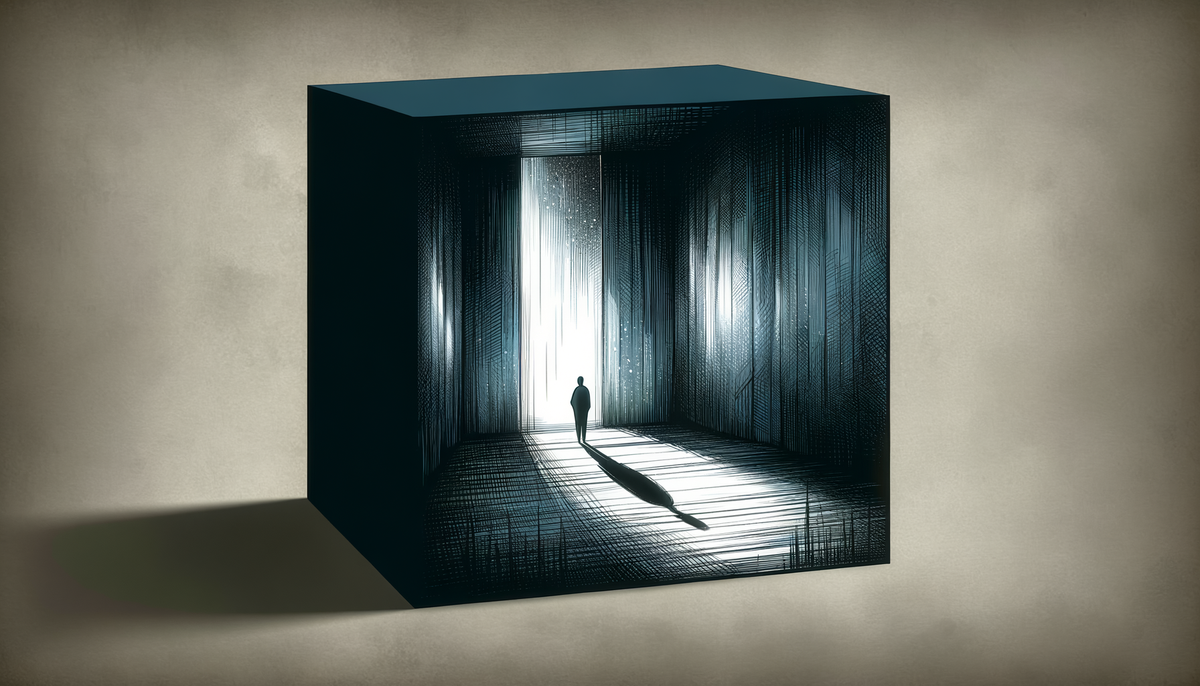 hand-drawn ink art of a quiet, shadowy room with introspective atmosphere